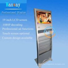 HD floor standing 19 inches digital signage with brochure holder